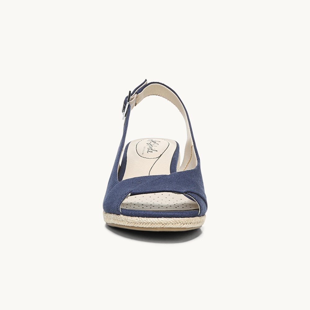 LifeStride Socialite Wedge Sandal - Luxe Navy Fabric