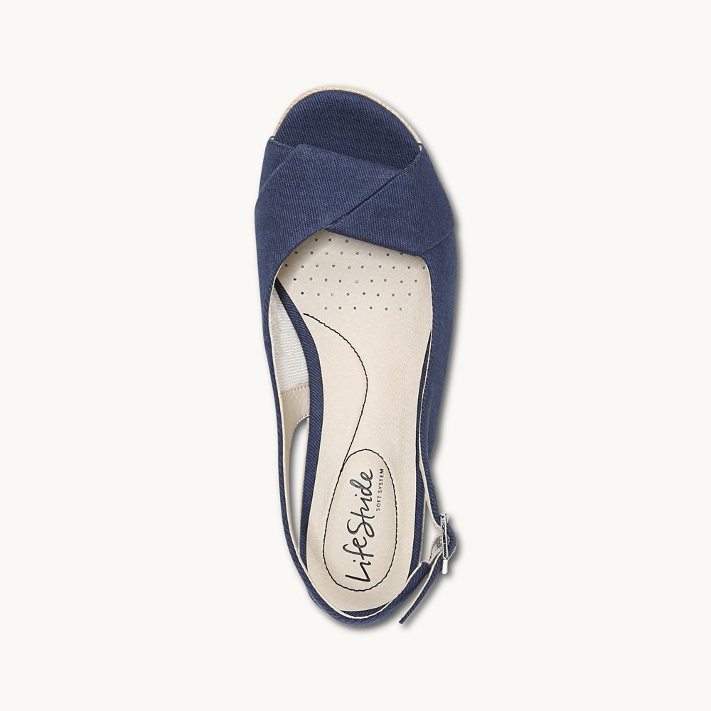 LifeStride Socialite Wedge Sandal - Luxe Navy Fabric