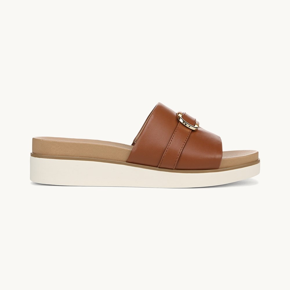 LifeStride Genevieve Flat Sandal - Tan Faux Leather
