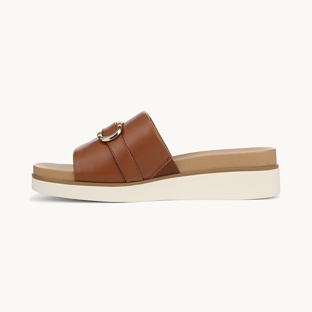 LifeStride Genevieve Flat Sandal - Tan Faux Leather