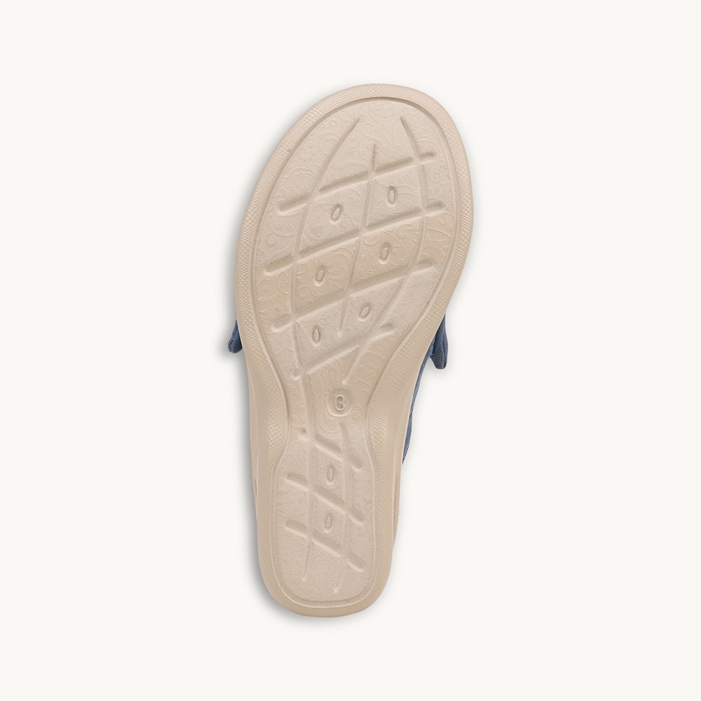 LifeStride Smile Wedge Sandal - Blue Fabric