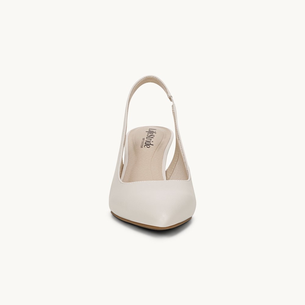 LifeStride Annalise Slingback Pump - Bone White Faux Leather