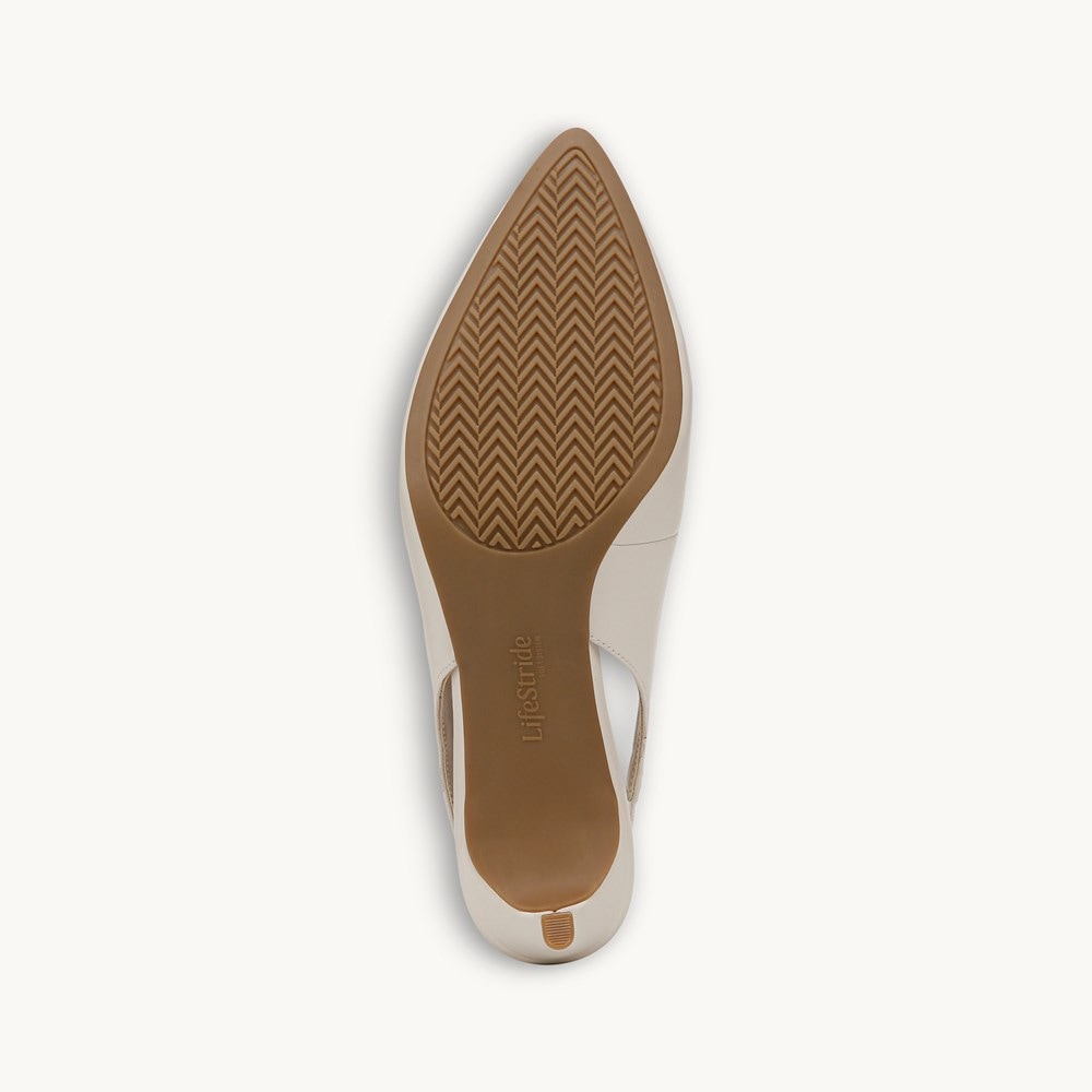 LifeStride Annalise Slingback Pump - Bone White Faux Leather