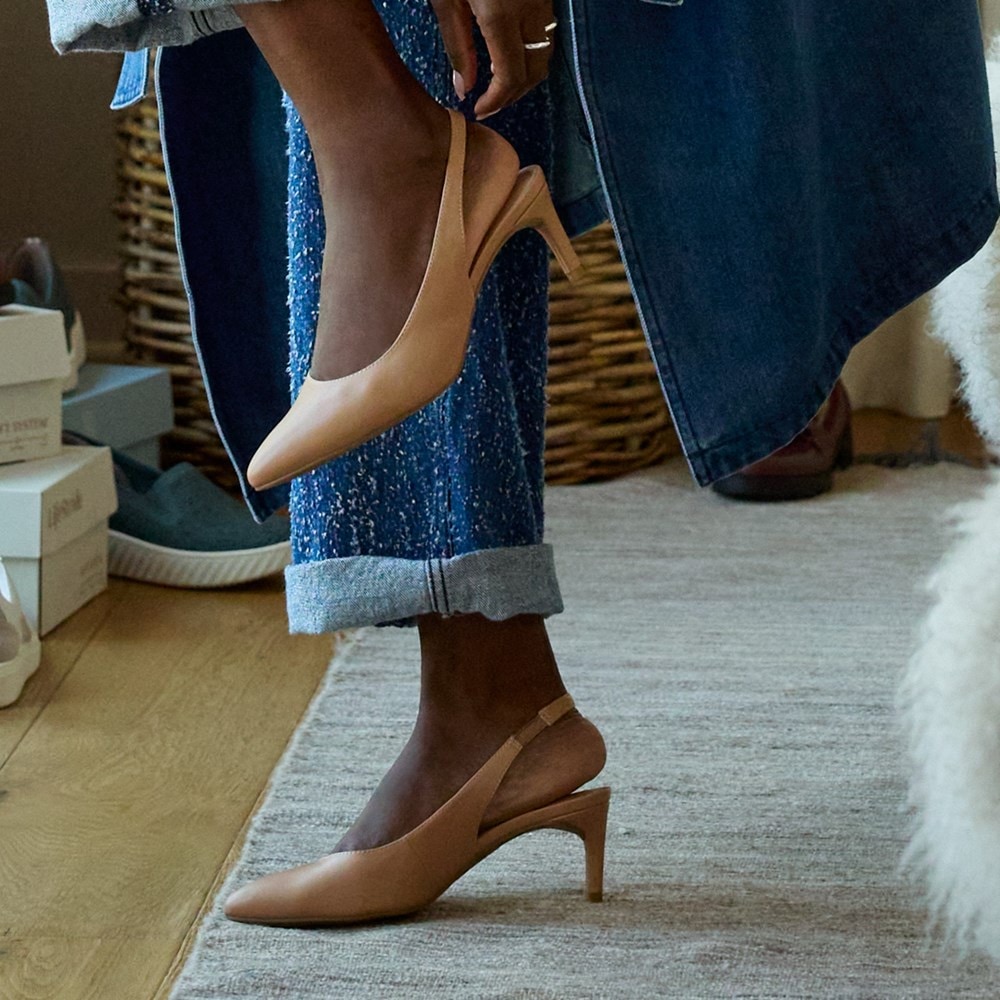 LifeStride Annalise Slingback Pump - Bone White Faux Leather