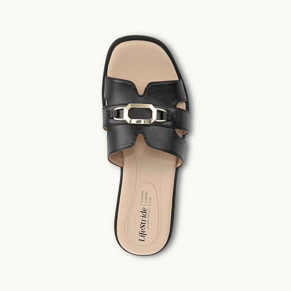 LifeStride Royalty Bit Sandal - Black Faux Leather