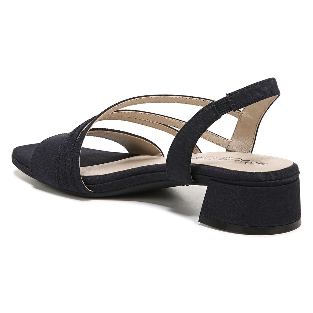LifeStride Joy 2 Strappy Dress Sandal - Navy Faux Leather