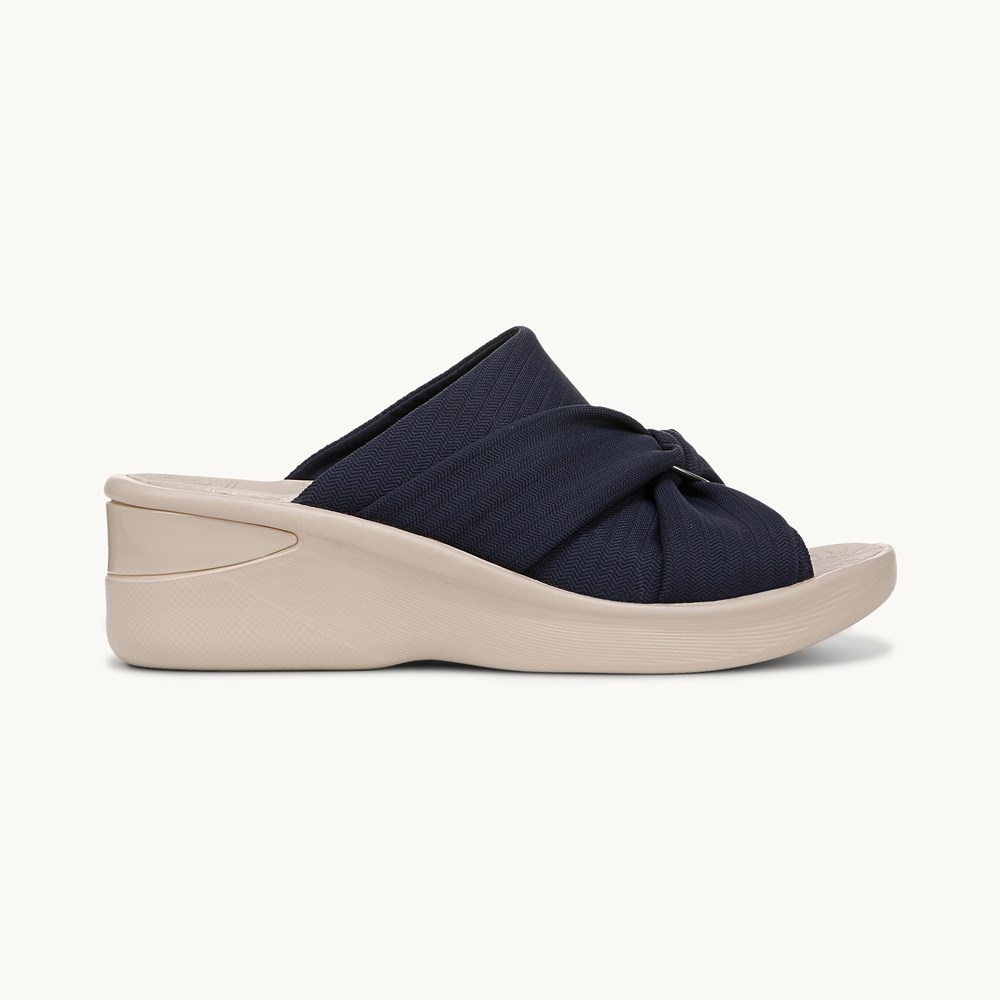LifeStride Serenade Slide Wedge Sandal - Navy Blazer Fabric