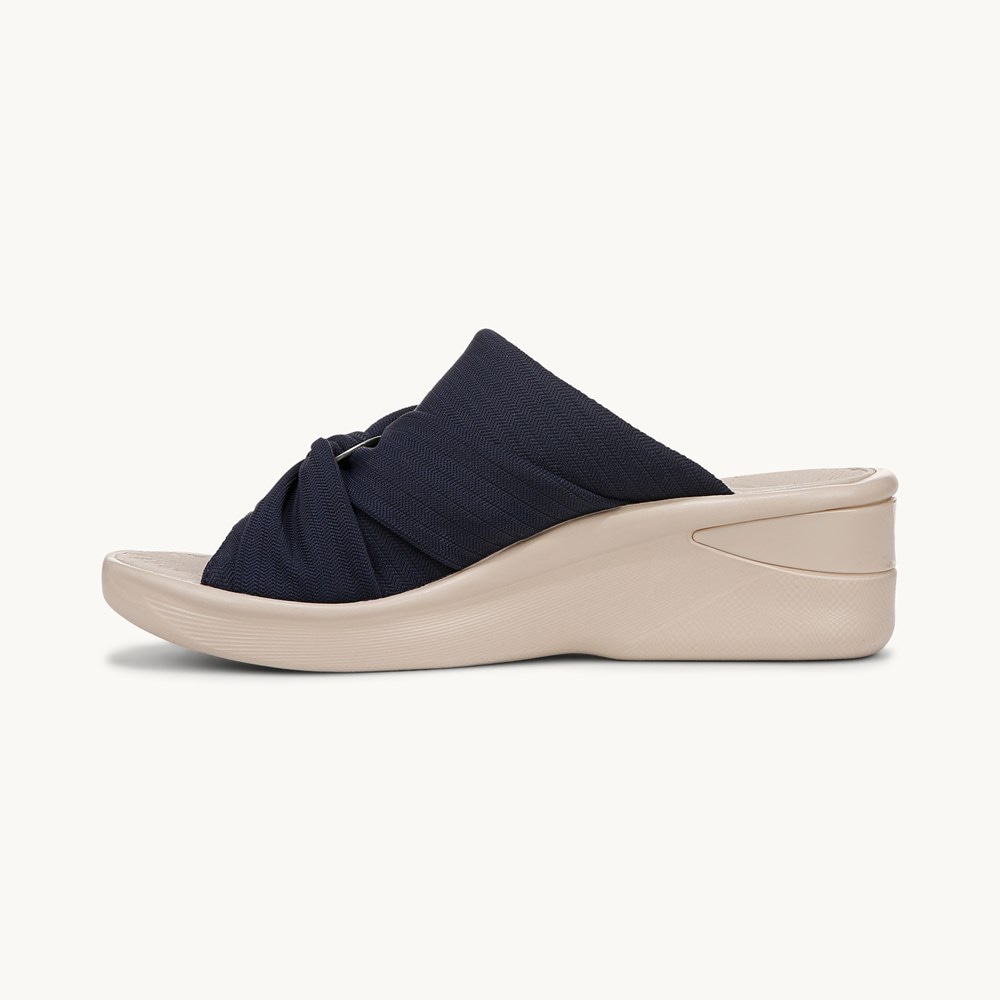 LifeStride Serenade Slide Wedge Sandal - Navy Blazer Fabric