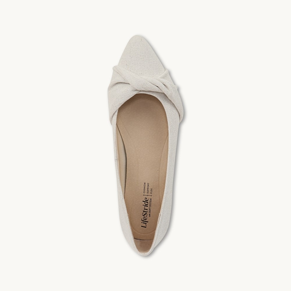 LifeStride Palm Ballet Flat - Natural Silver Fabric