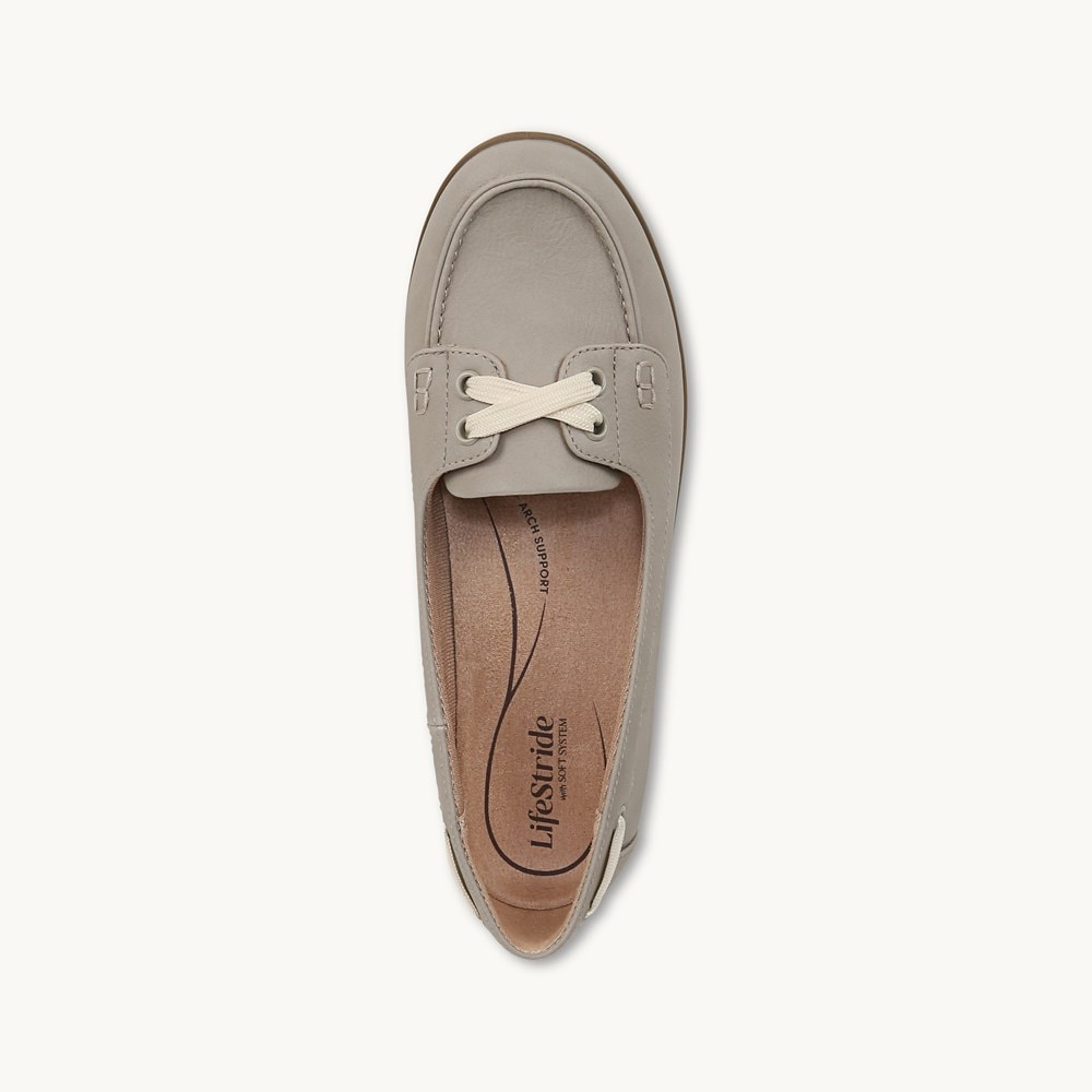LifeStride Nautical Loafer - Light Grey Faux Leather