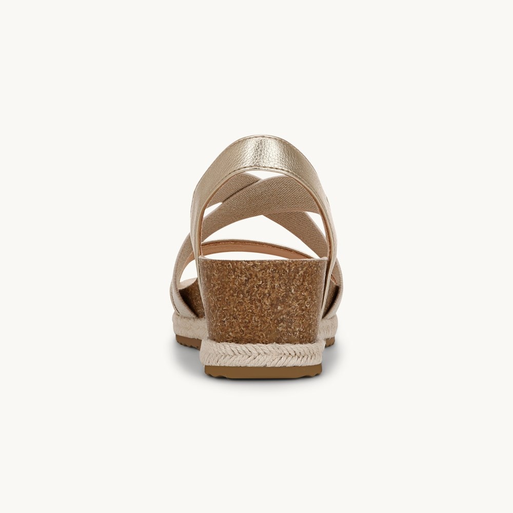 LifeStride Breeze Strappy Wedge Sandal - Gold Fabric