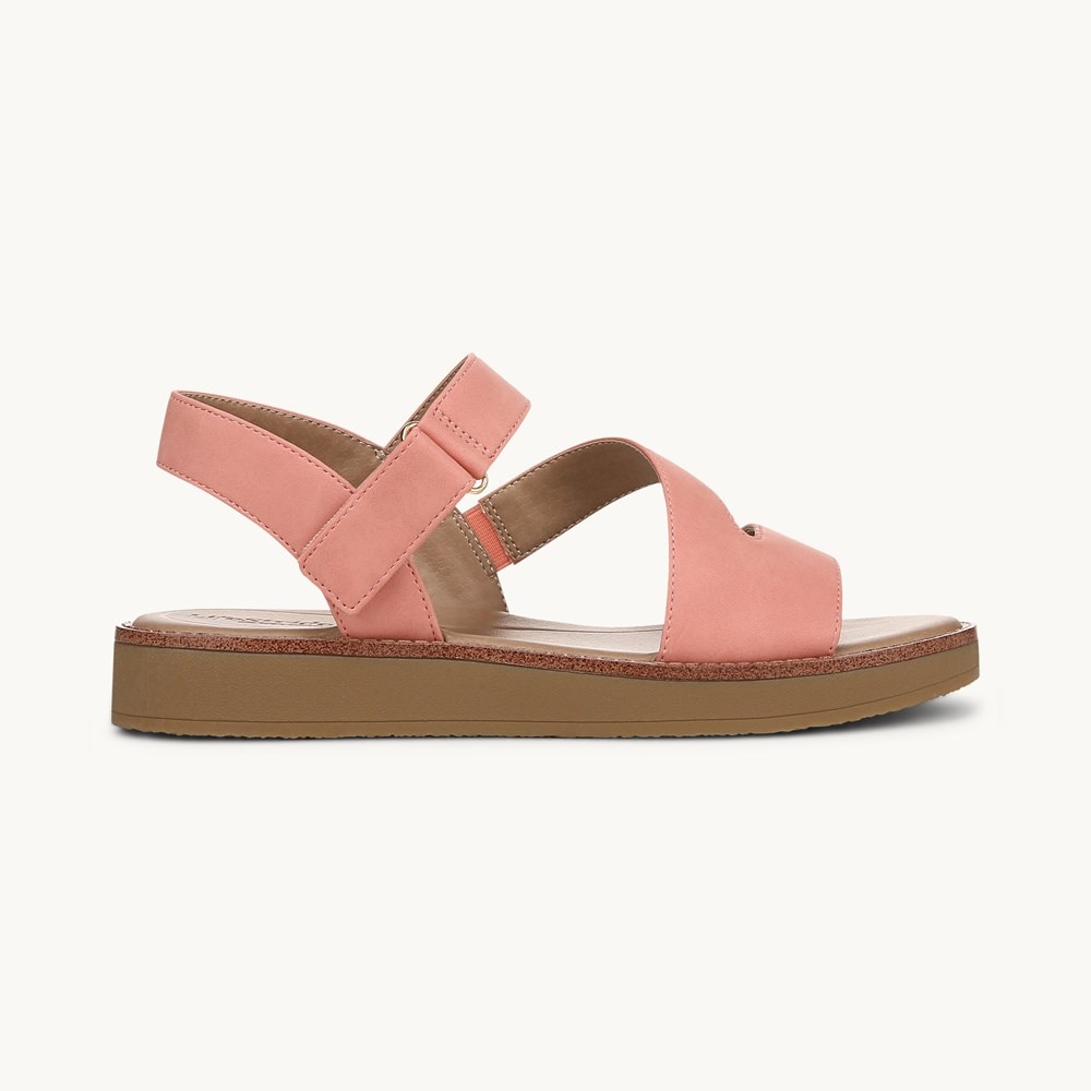LifeStride Waverly Strappy Sandal - Coral Pink Faux Leather