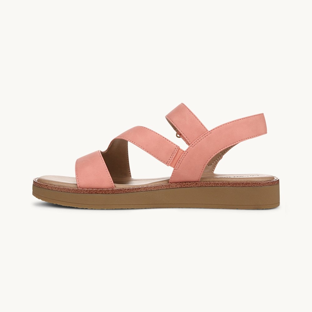 LifeStride Waverly Strappy Sandal - Coral Pink Faux Leather