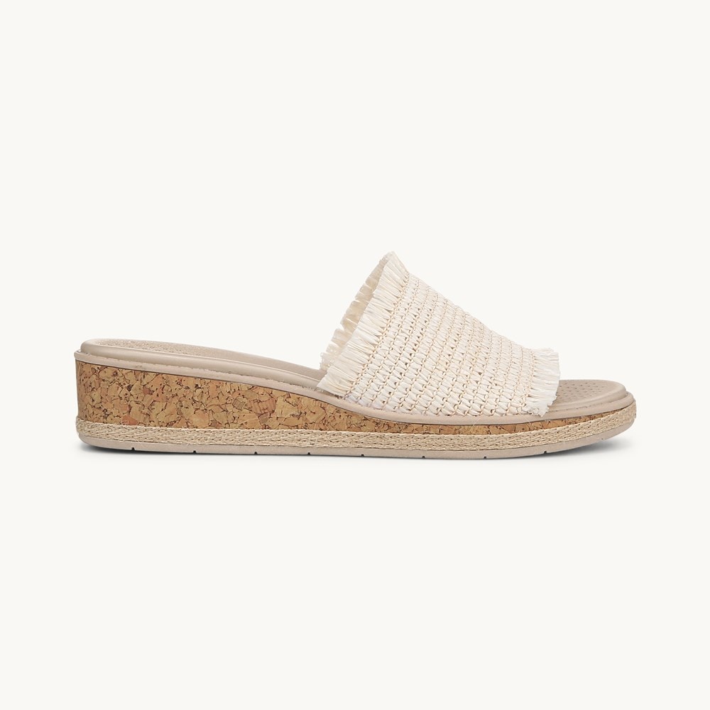 LifeStride Breezy Wedge Sandal - Natural Stretch Raffia Fabric