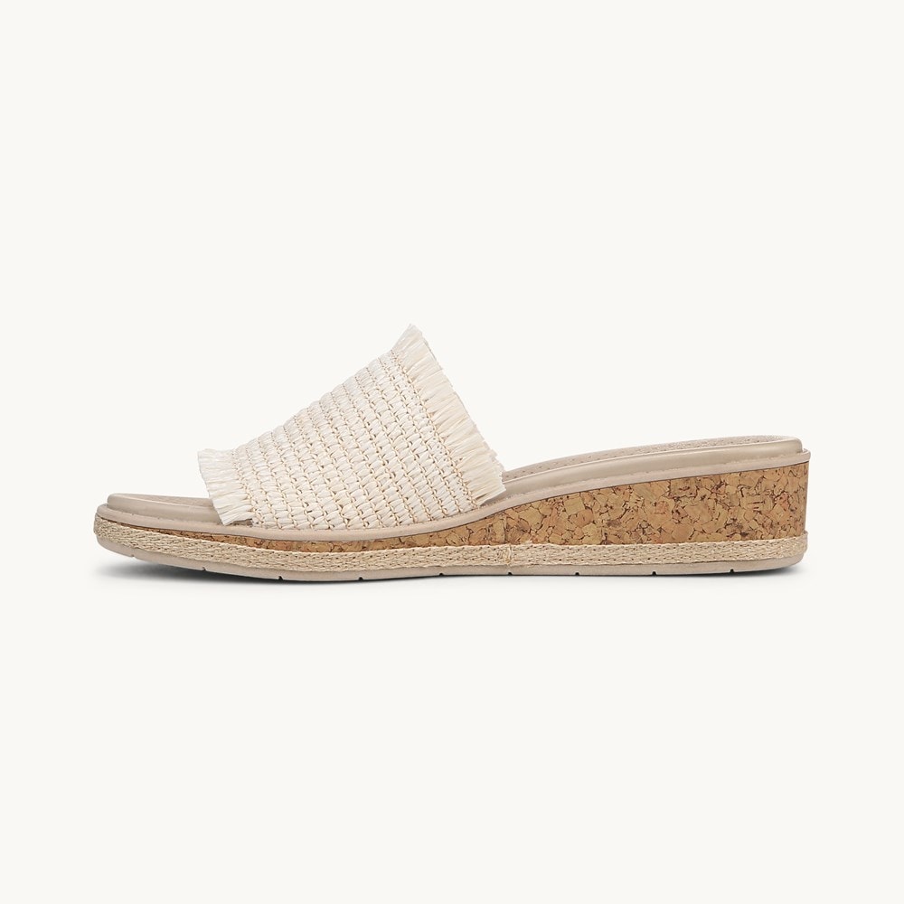 LifeStride Breezy Wedge Sandal - Natural Stretch Raffia Fabric