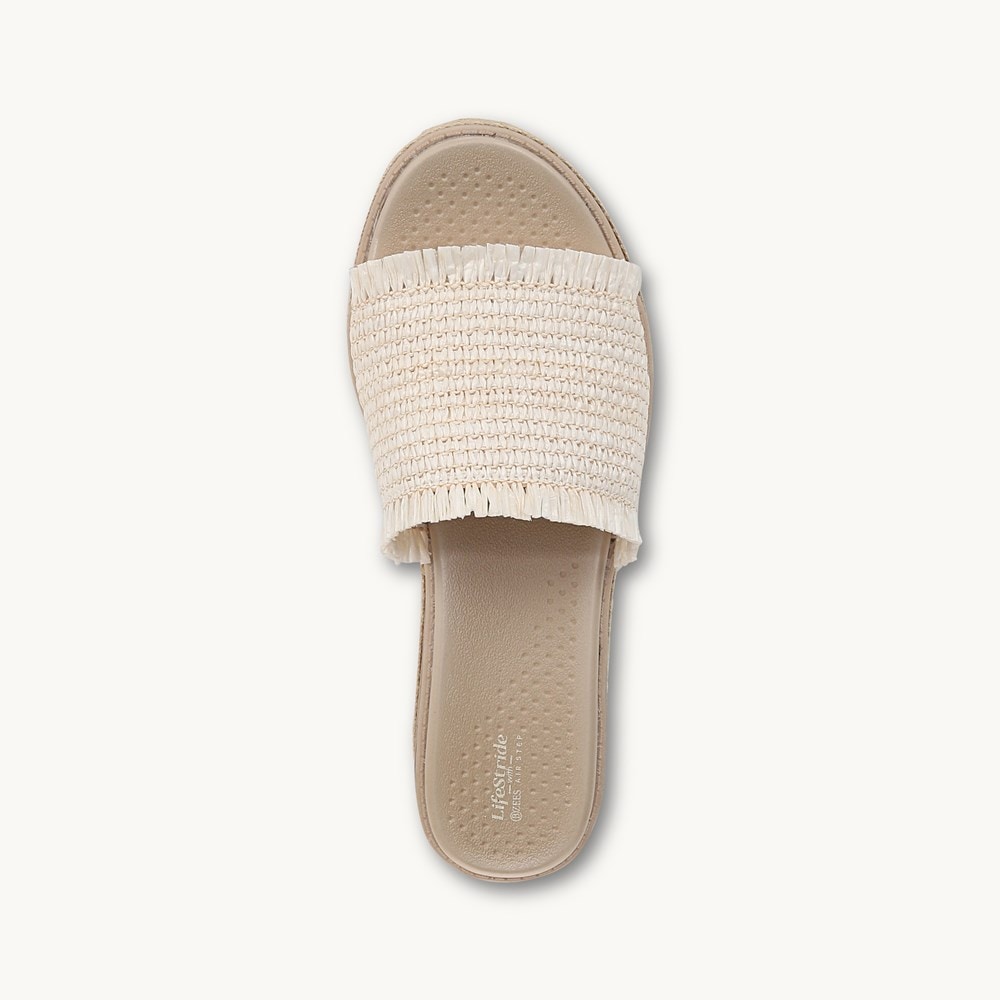 LifeStride Breezy Wedge Sandal - Natural Stretch Raffia Fabric