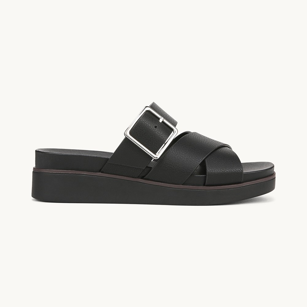 LifeStride Getaway Sandal - Black Faux Leather
