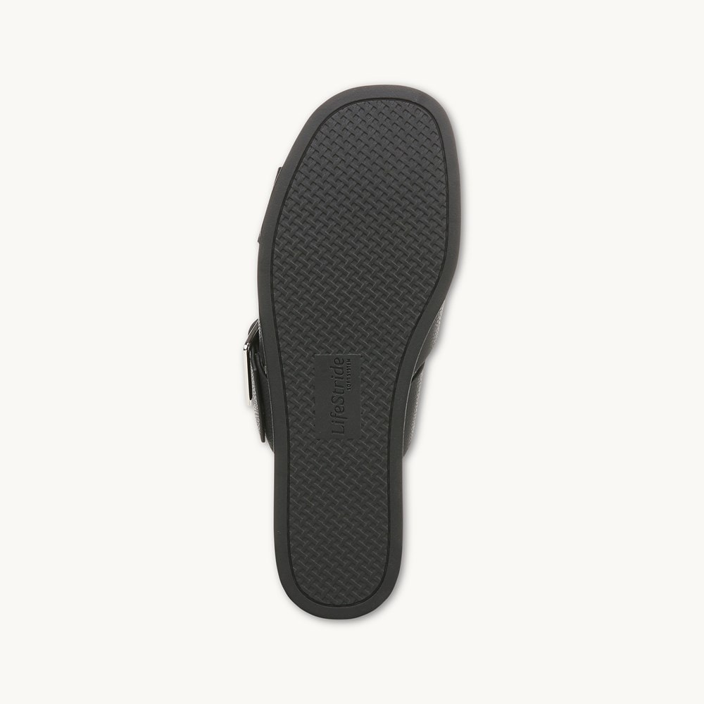 LifeStride Getaway Sandal - Black Faux Leather