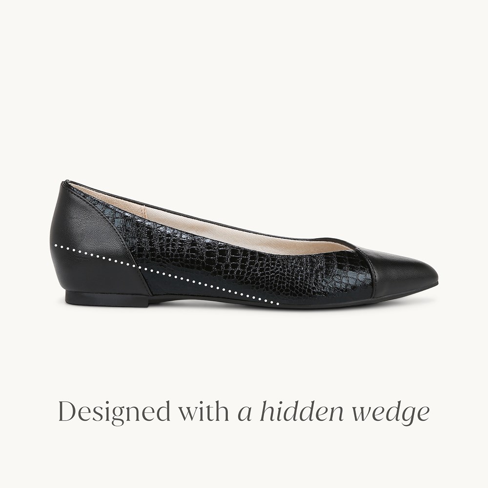 LifeStride Promise Flat - Black Faux Leather
