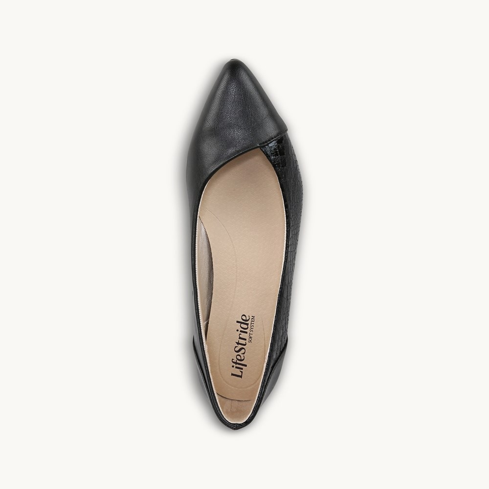 LifeStride Promise Flat - Black Faux Leather