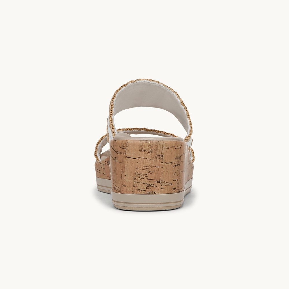 LifeStride Resort Wedge Sandal - White Stretch Raffia Fabric