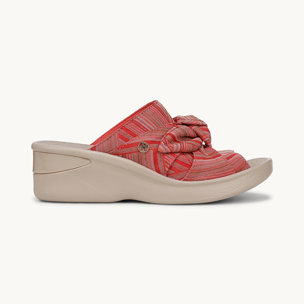 LifeStride Smile Wedge Sandal - Coral Weekend Stripe Fabric