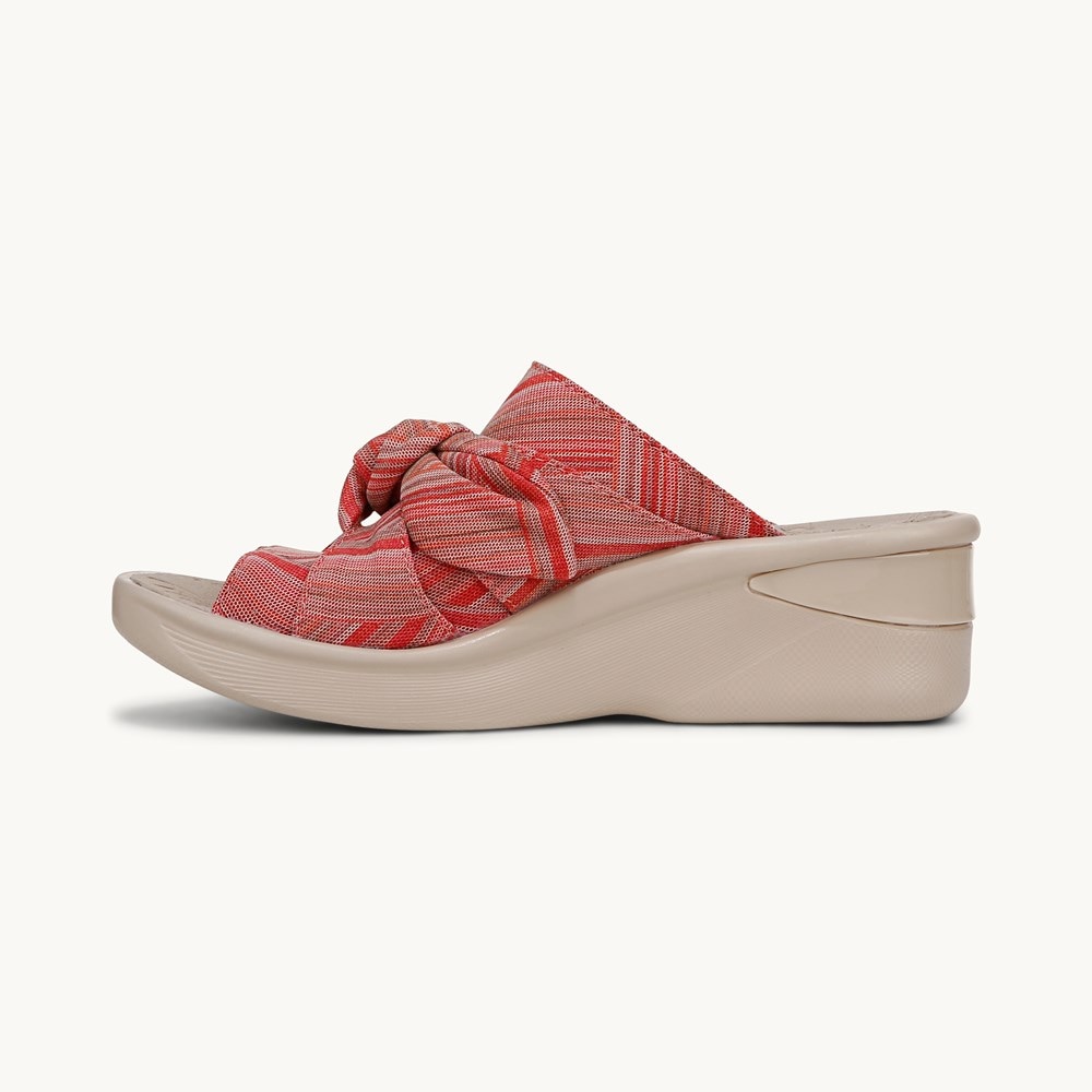 LifeStride Smile Wedge Sandal - Coral Weekend Stripe Fabric