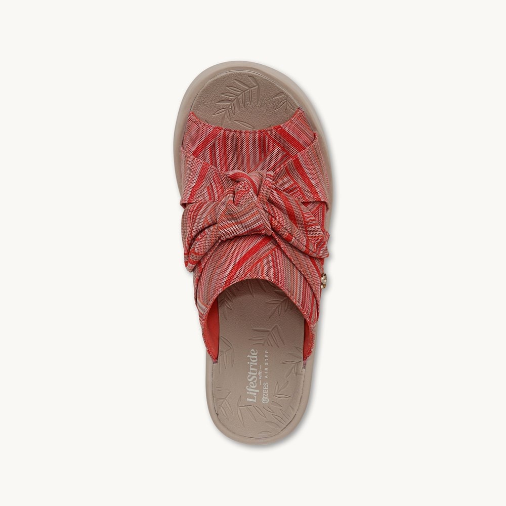 LifeStride Smile Wedge Sandal - Coral Weekend Stripe Fabric