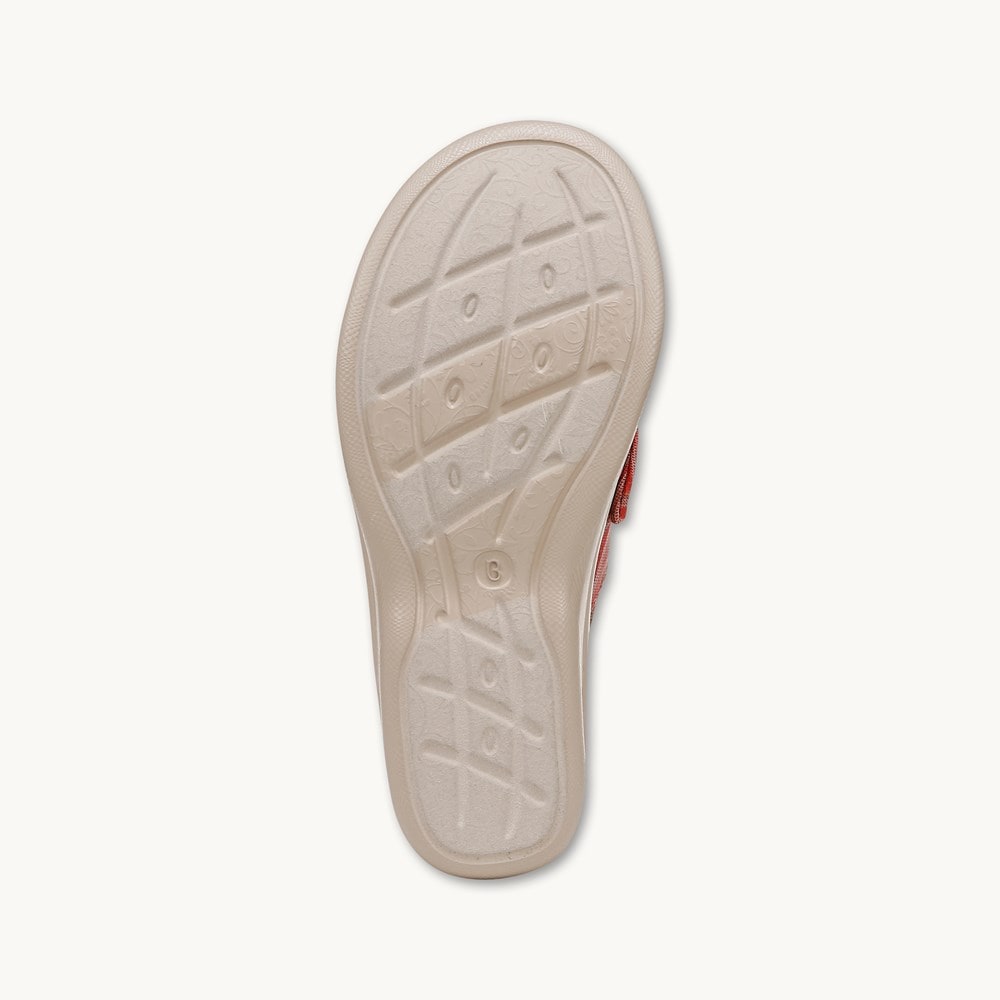 LifeStride Smile Wedge Sandal - Coral Weekend Stripe Fabric