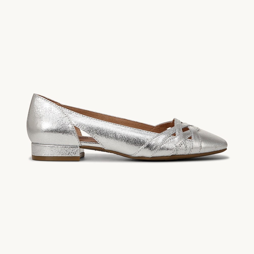 LifeStride Carmen Flat - Metallic Silver Faux Leather
