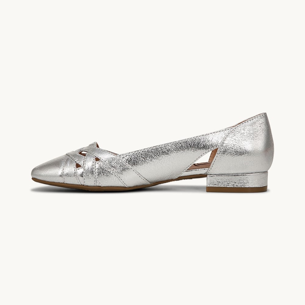 LifeStride Carmen Flat - Metallic Silver Faux Leather