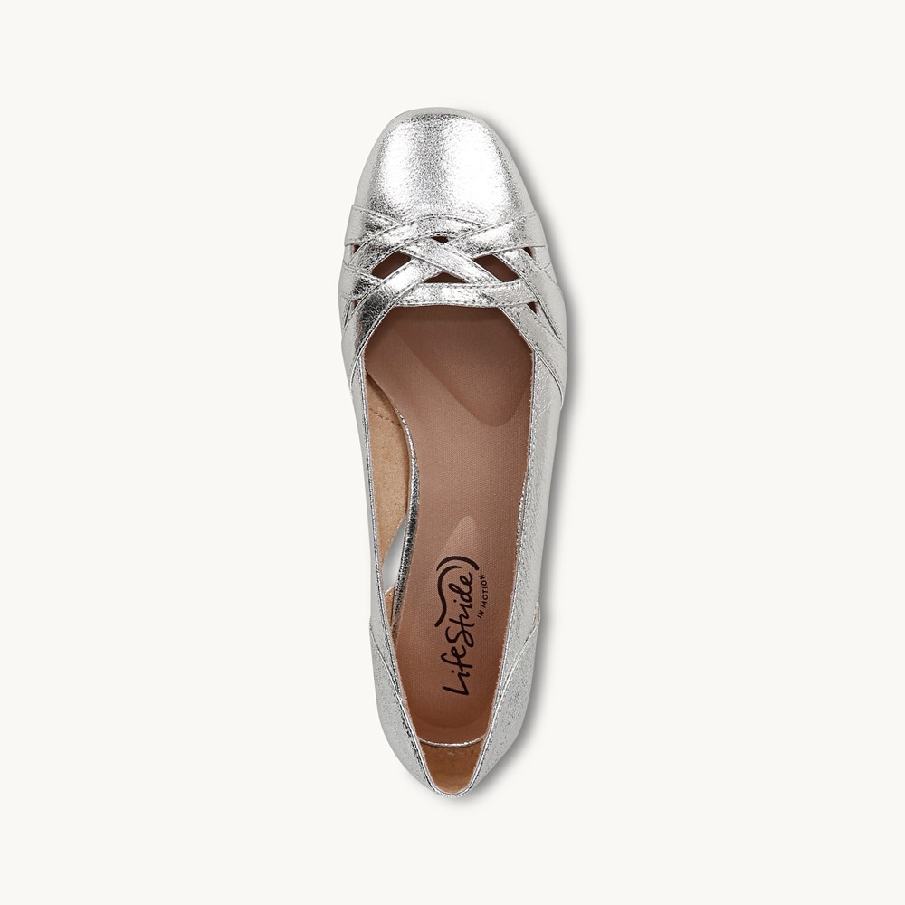 LifeStride Carmen Flat - Metallic Silver Faux Leather