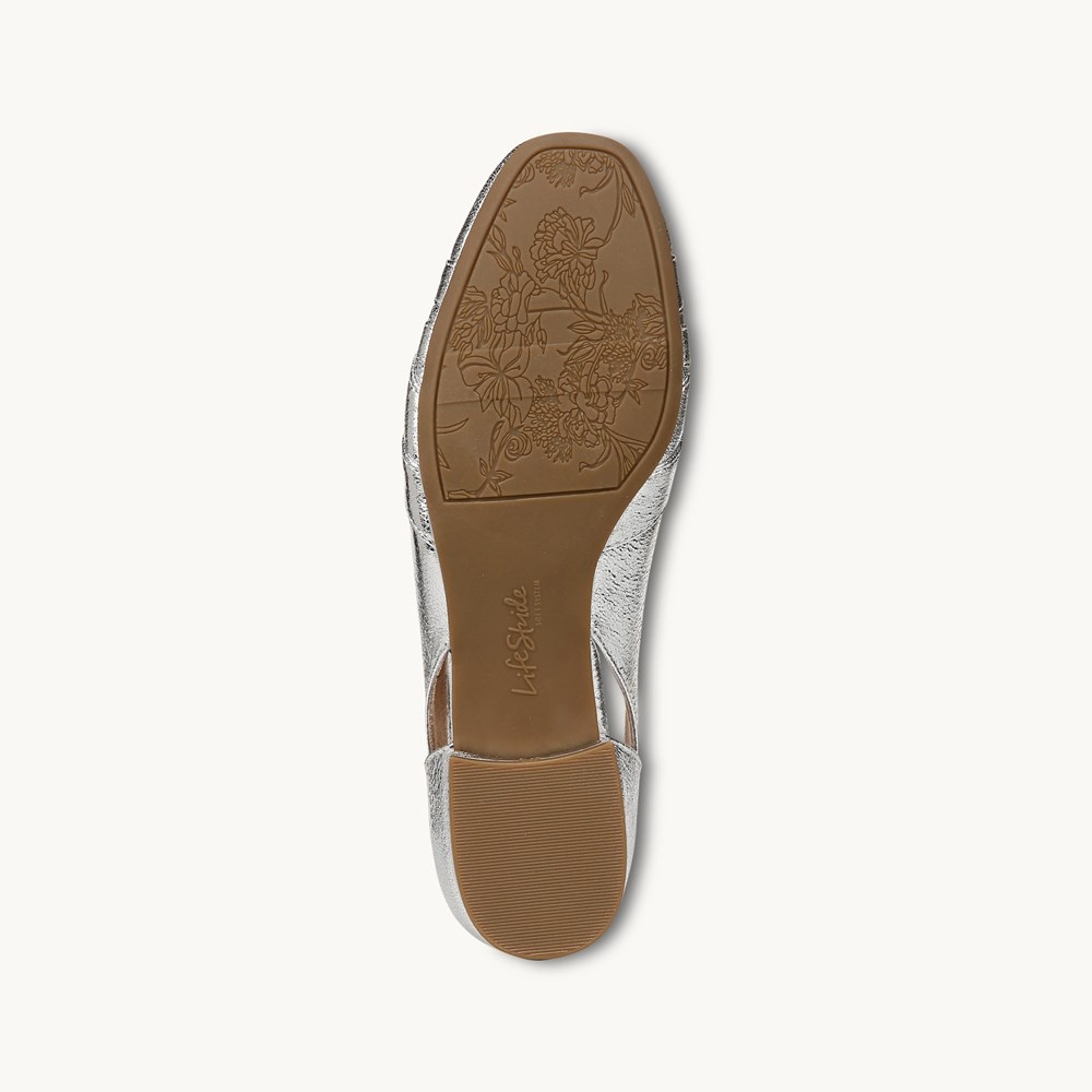 LifeStride Carmen Flat - Metallic Silver Faux Leather