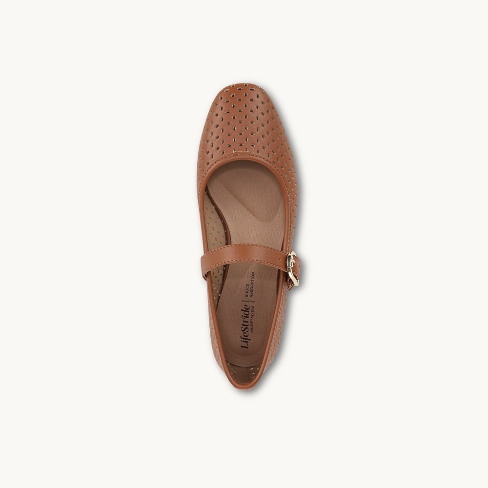 LifeStride Cameo 3 Mary Jane Flat - Tan Faux Leather