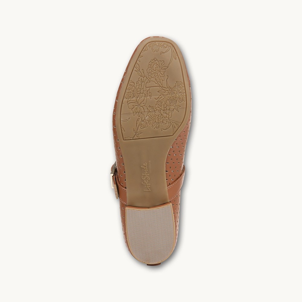 LifeStride Cameo 3 Mary Jane Flat - Tan Faux Leather