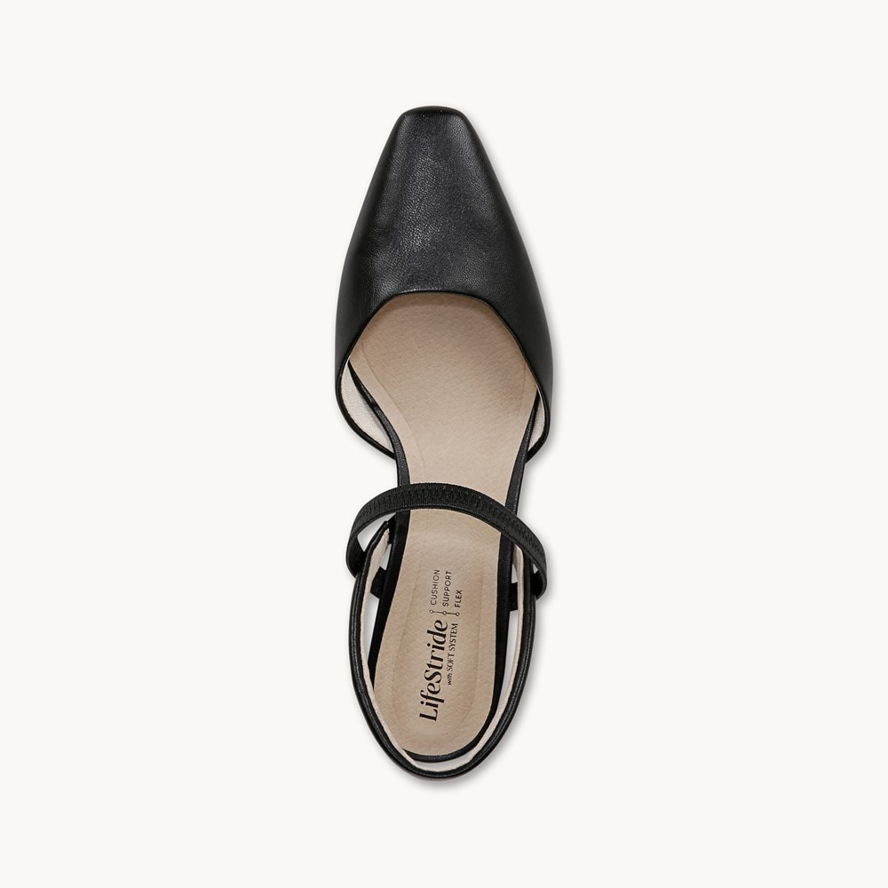 LifeStride Lainey Strappy Sandal - Black Faux Leather