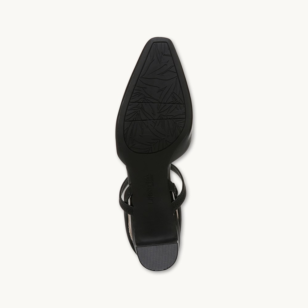 LifeStride Lainey Strappy Sandal - Black Faux Leather