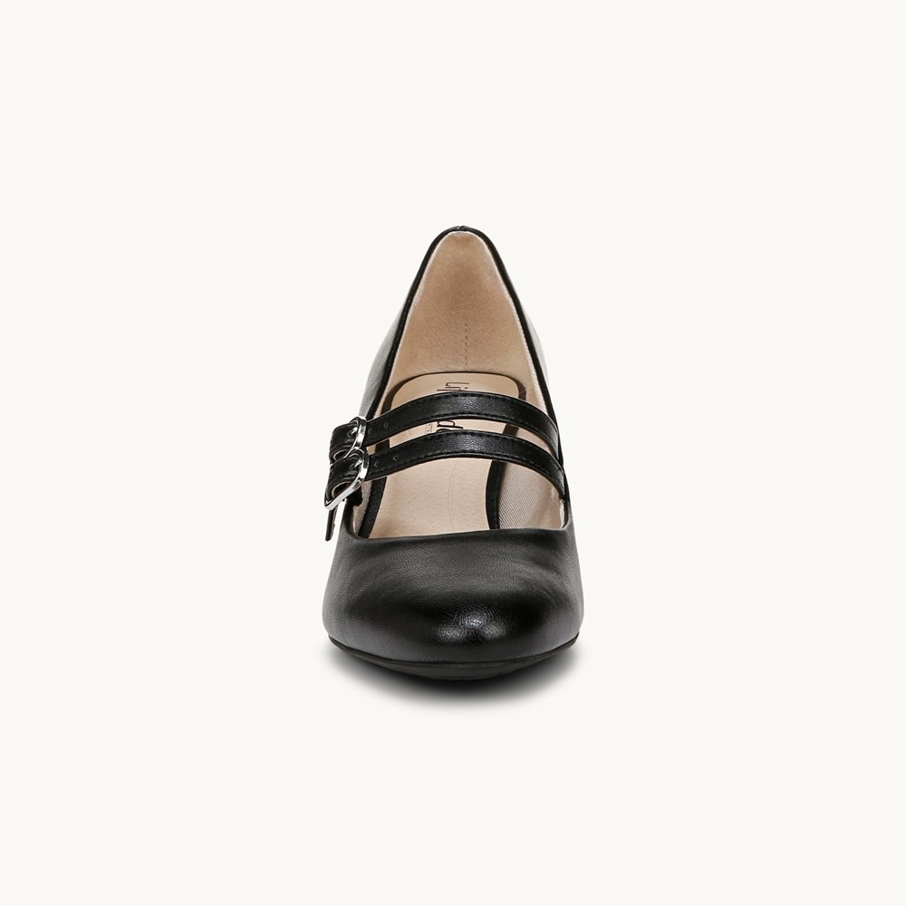 LifeStride True Block Heel Pump - Black Faux Leather