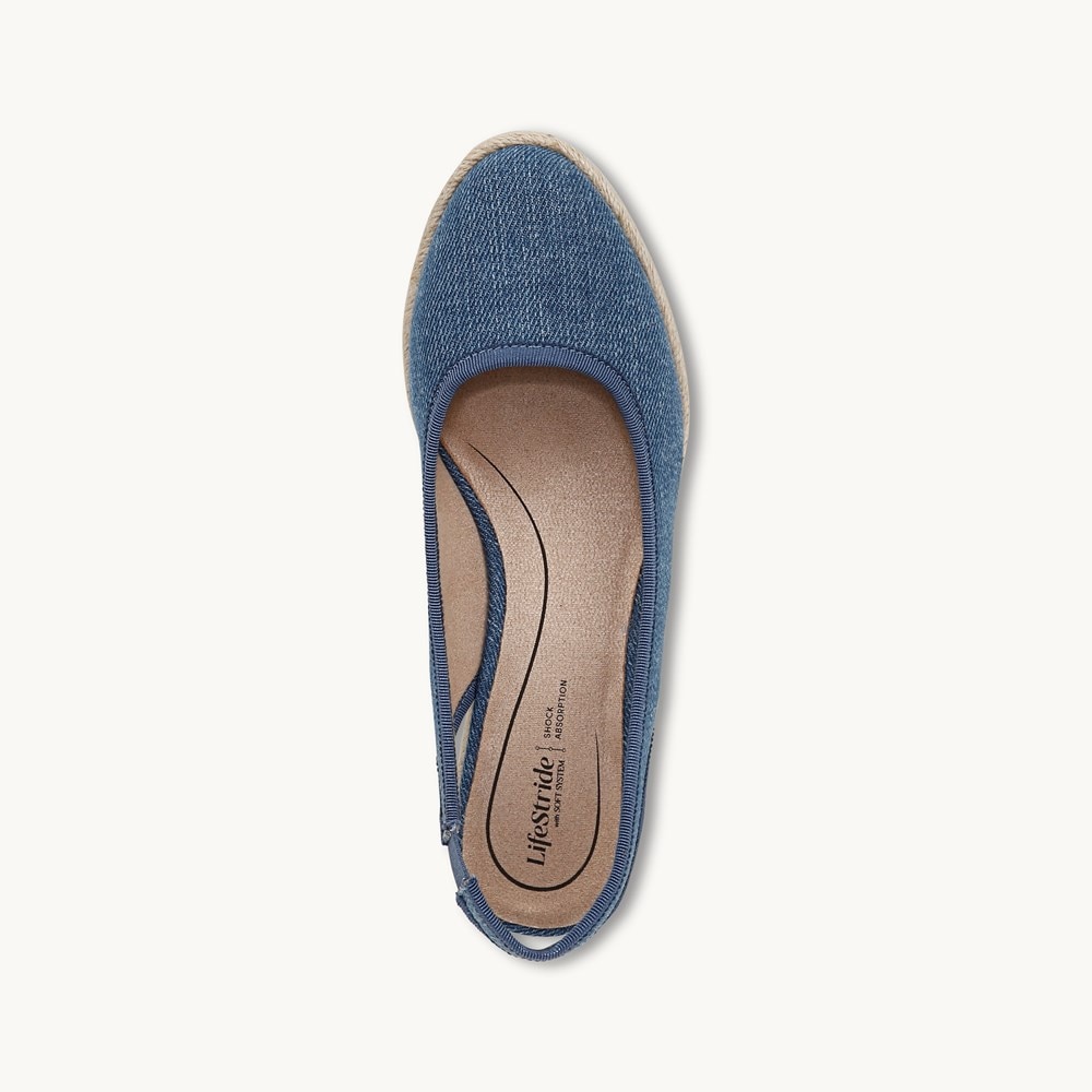 LifeStride Kayden Espadrille Wedge - Blue Denim Fabric