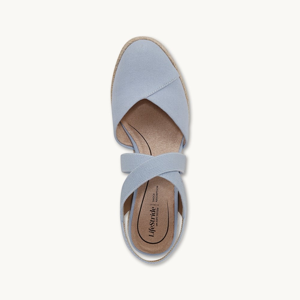 LifeStride Kimball Espadrille Wedge - Ice Blue Fabric