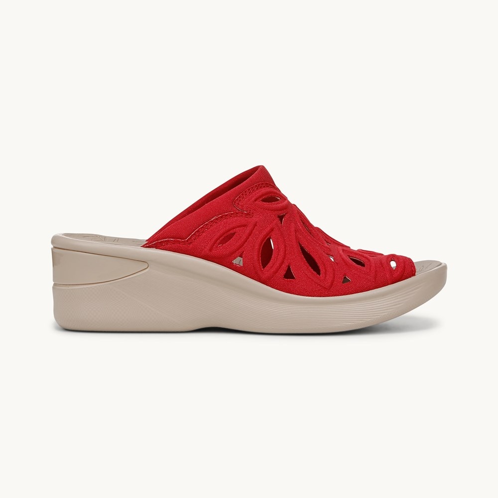 LifeStride Susie Wedge Sandal - Fire Red Shimmer Lycra Fabric