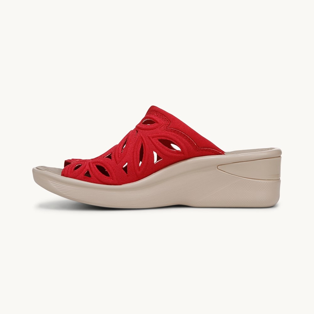 LifeStride Susie Wedge Sandal - Fire Red Shimmer Lycra Fabric