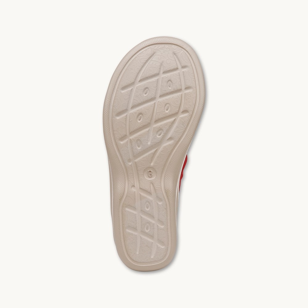 LifeStride Susie Wedge Sandal - Fire Red Shimmer Lycra Fabric