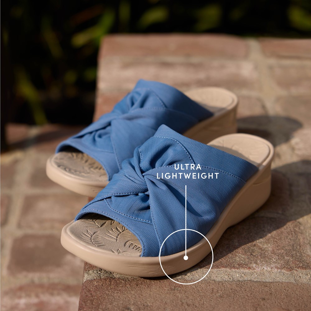 LifeStride Smile 3 Wedge Sandal - Elemental Blue Stretch Fabric
