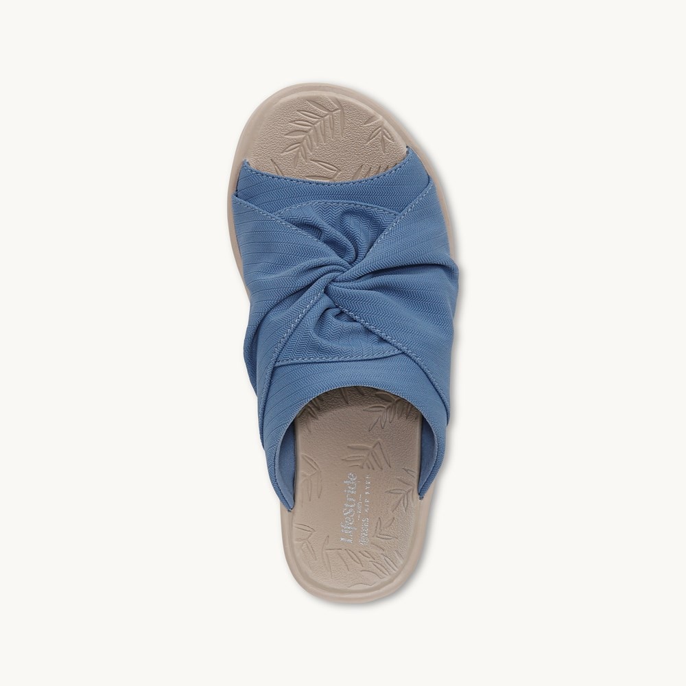 LifeStride Smile 3 Wedge Sandal - Elemental Blue Stretch Fabric