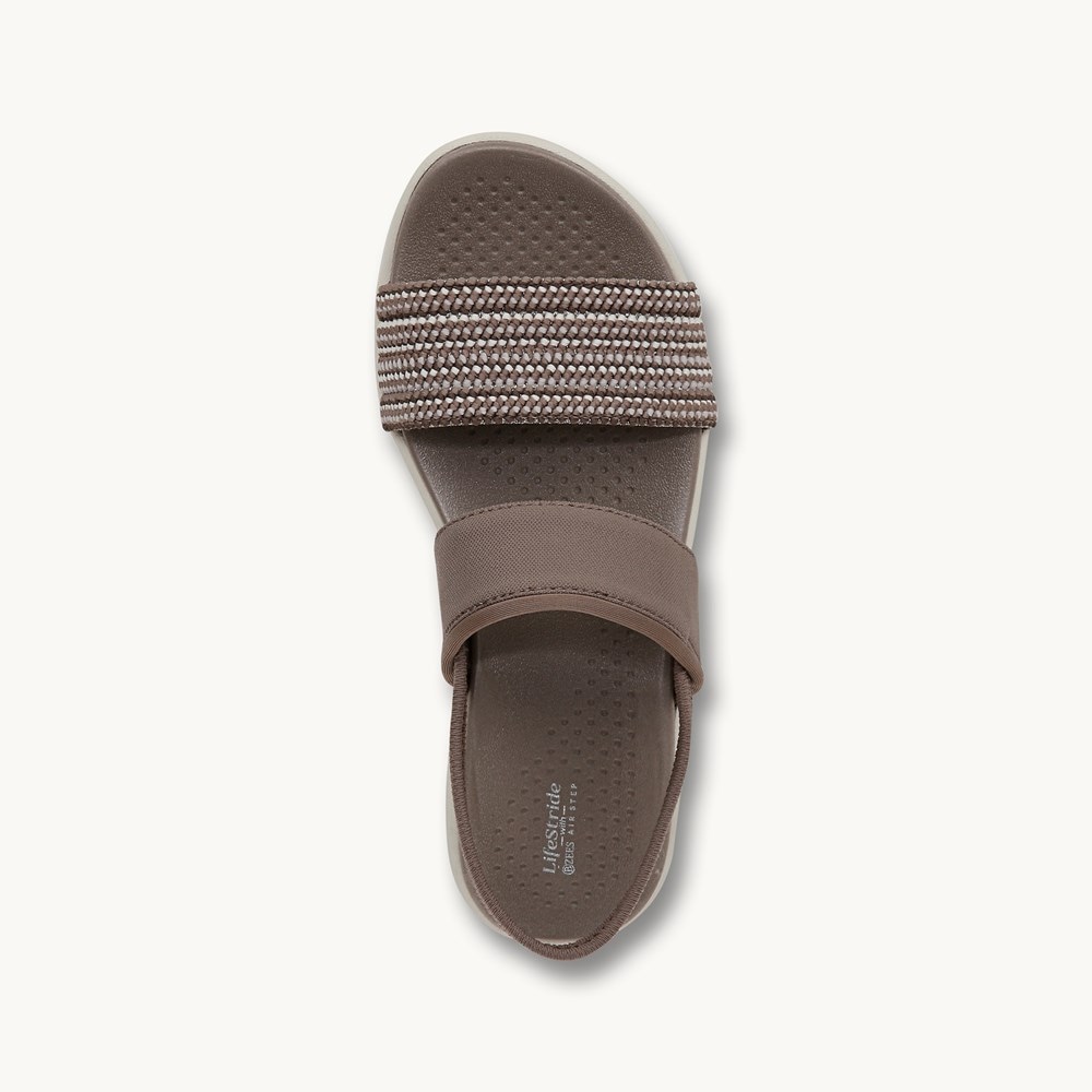 LifeStride Cali Strappy Sandal - Latte Multi Fabric