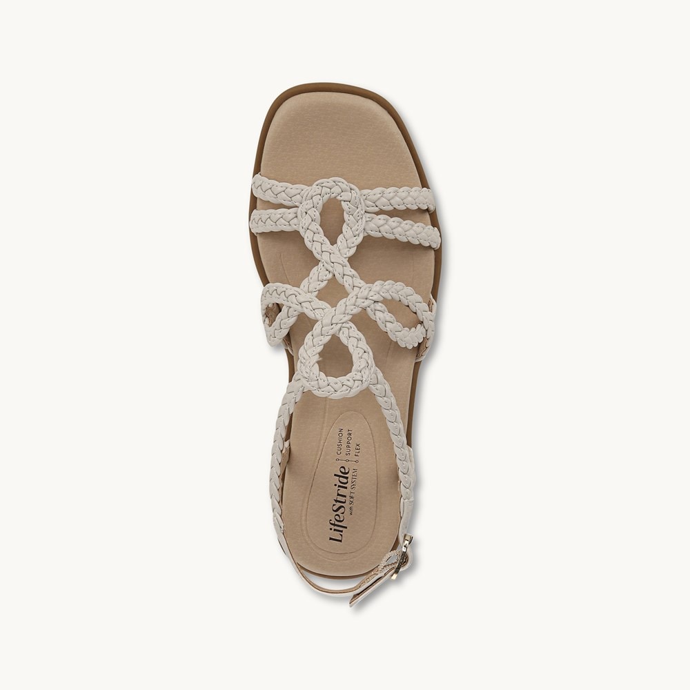 LifeStride Reagan Strappy Sandal - Bone Faux Leather