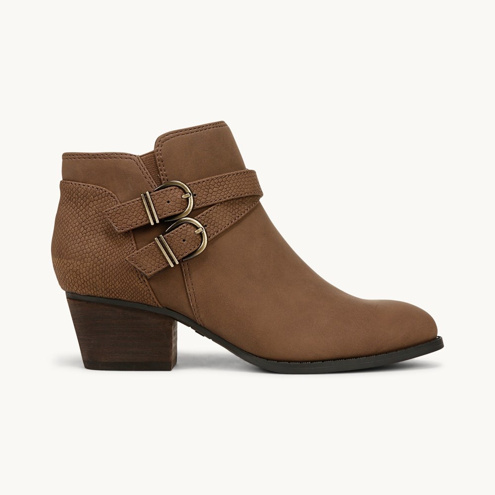 LifeStride Blaire Short Bootie - Dark Taupe Faux Leather