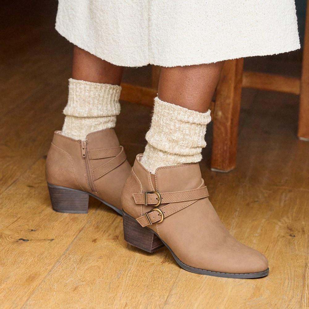 LifeStride Blaire Short Bootie - Dark Taupe Faux Leather