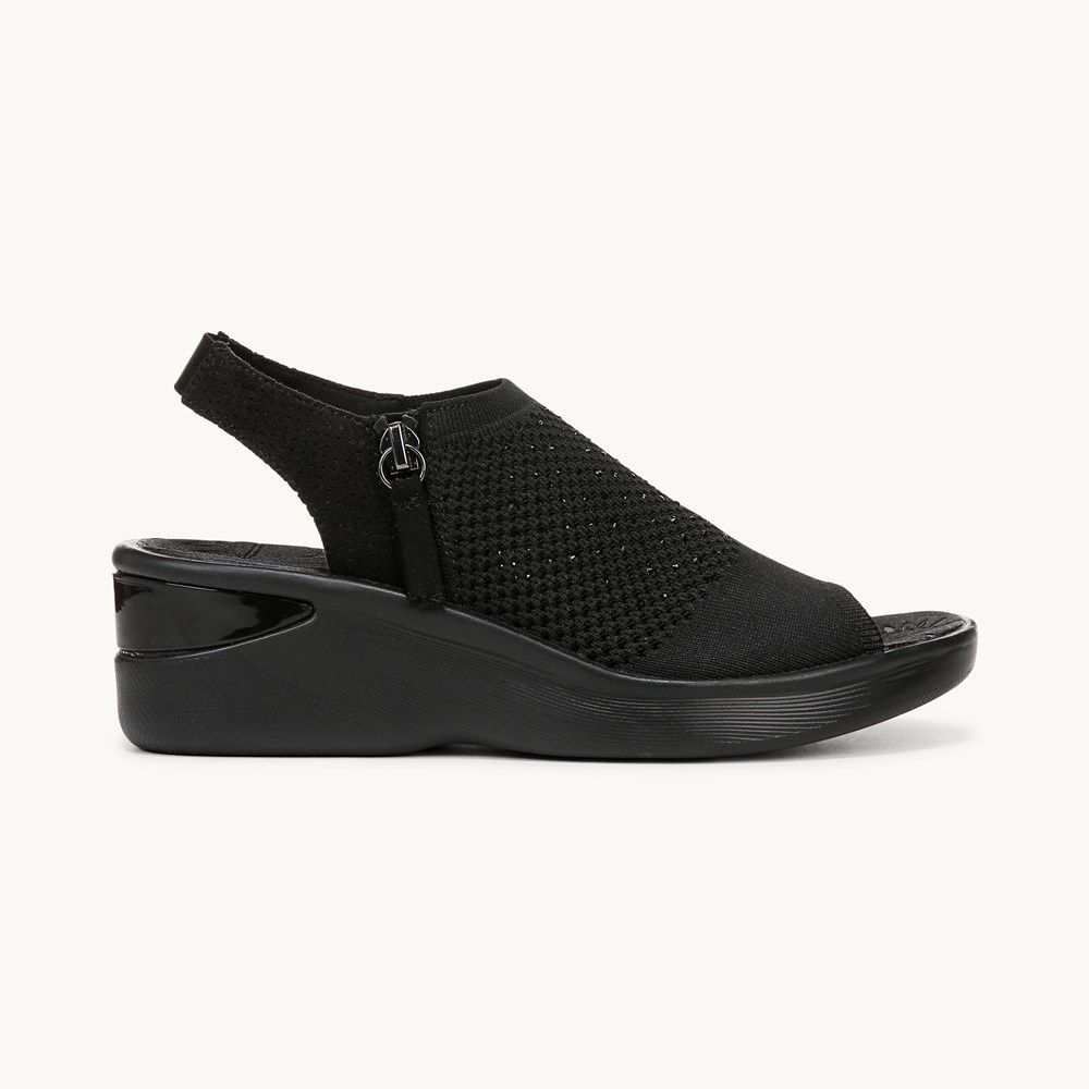 LifeStride Starlet Wedge Sandal - Black Knit Fabric